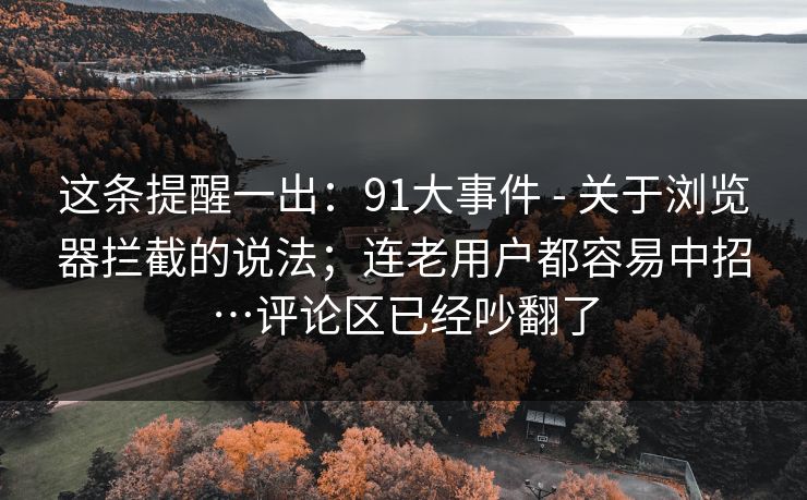 这条提醒一出:91大事件 - 关于浏览器拦截的说法;连老用户都容易中招…评论区已经吵翻了 第1张 这条提醒一出:91大事件 - 关于浏览器拦截的说法;连老用户都容易中招…评论区已经吵翻了 第1张